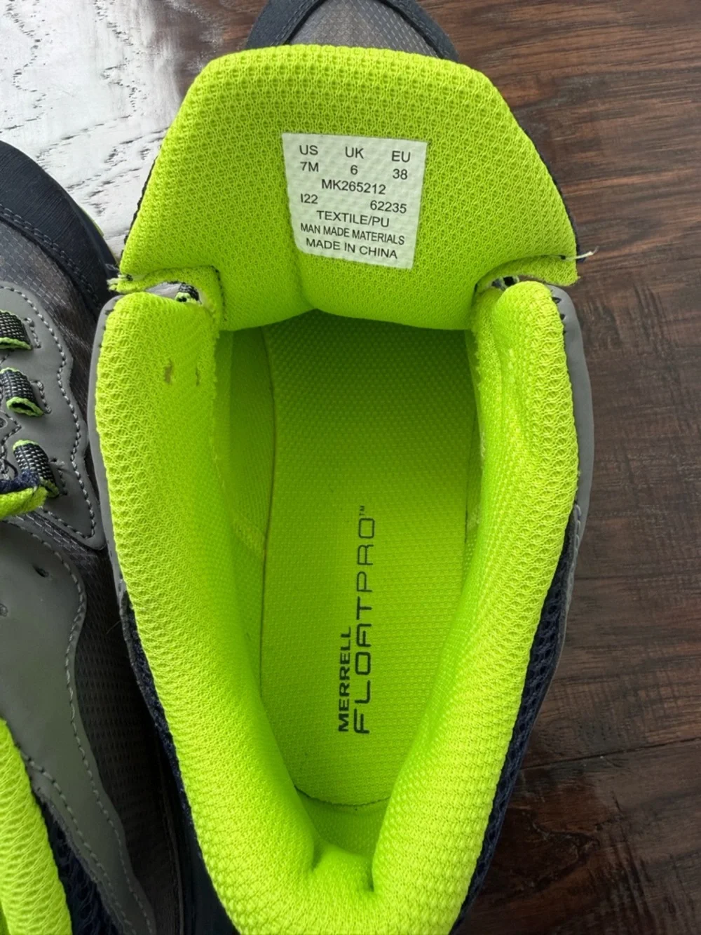 Merrel Athletic Sneakers- Hiking Boots in Charcoal & Neon Yellow. Waterproof.